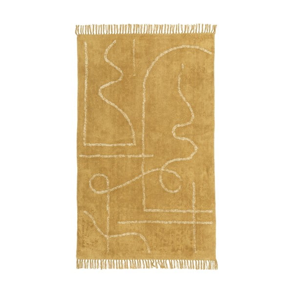 Oranžinis rankomis austas medvilninis kilimėlis Westwing Collection Lines, 120 x 180 cm