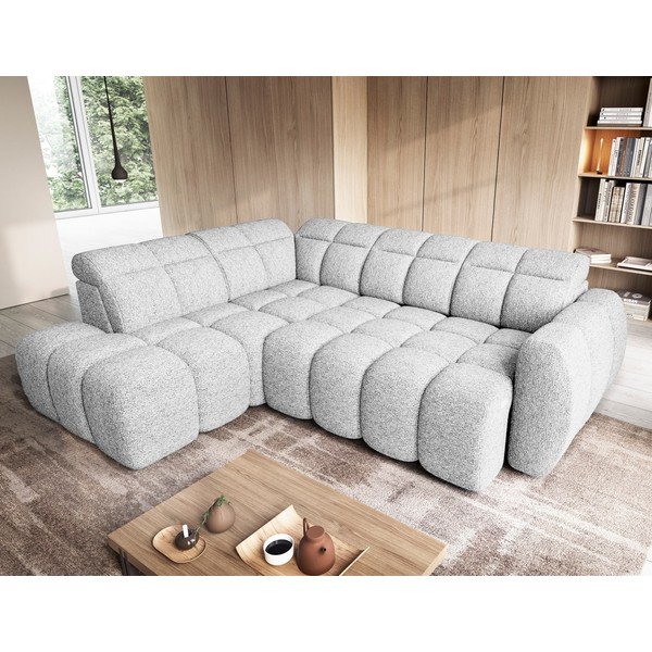 Šviesiai pilkos spalvos iš boucle sulankstoma/su sandėliavimo vieta kampinė sofa (su kairiuoju kampu/„L“ formos) Falconn – ELTAP-image-4