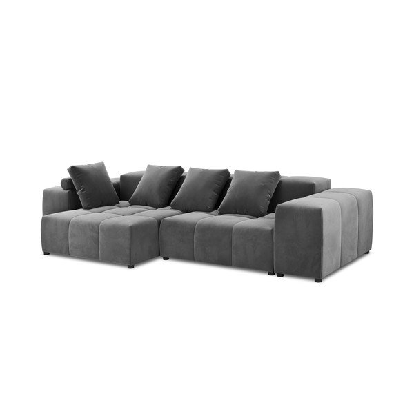 Pilka aksominė kampinė sofa (kintama) Rome Velvet - Cosmopolitan Design-image-2