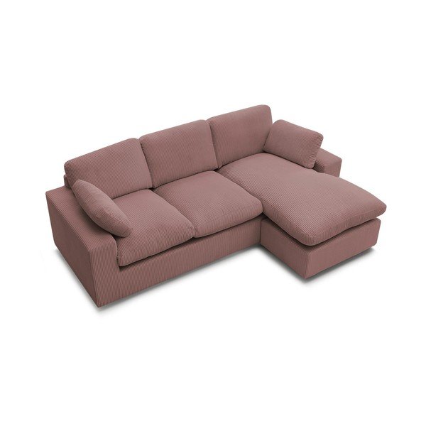 Rožinės spalvos kampinė sofa iš kordinio velveto Belair – Bobochic Paris-image-3