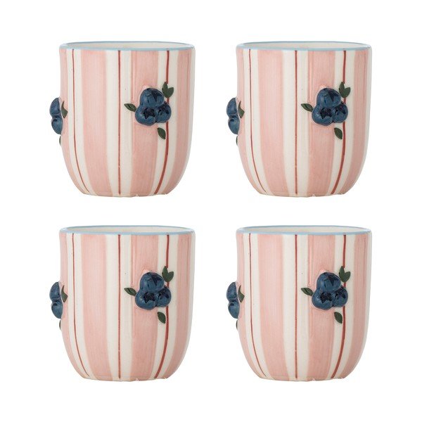 Rožinės spalvos iš keramikos puodeliai 4 vnt. kapučino 235 ml Carry – Bloomingville