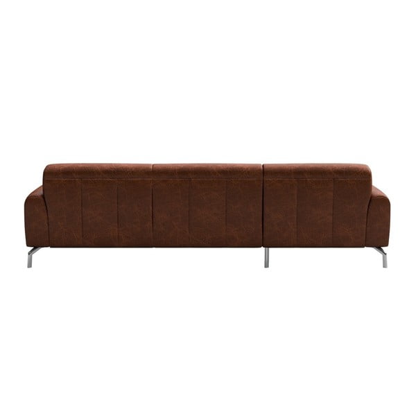 Ruda odinė kampinė sofa MESONICA Puzo, kairysis kampas-image-3