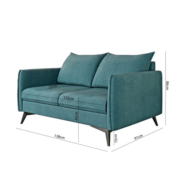 Sofa smaragdinės spalvos 138 cm Juli Bis – Ropez-image-3