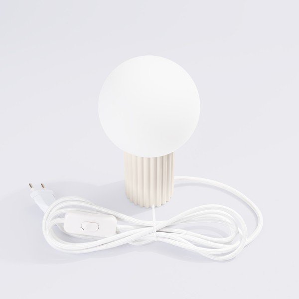 Kreminės spalvos stalinis šviestuvas (aukštis 19 cm) su stiklo gaubtu Orbital – Sollux-image-3