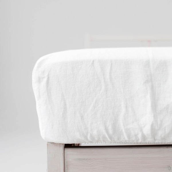 Iš lino mišinio paklodė baltos spalvos su guma 180x200 cm – Linen Tales-image-3