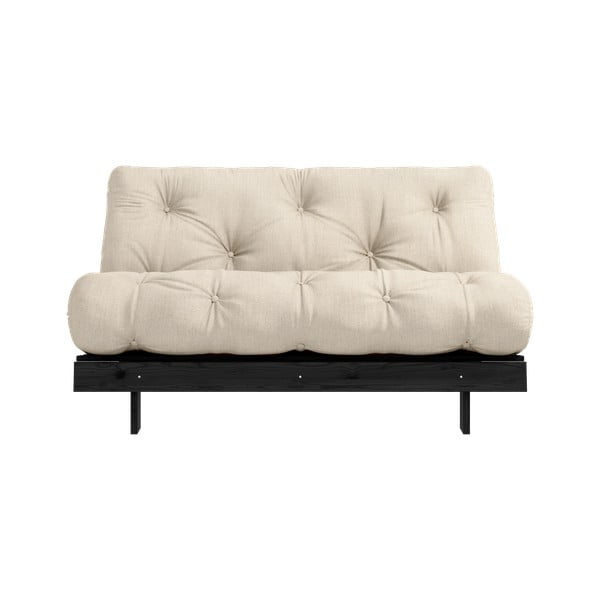 Iš lino sulankstoma sofa pilkos spalvos/smėlio spalvos 140 cm Roots Black Night – Karup Design-image-3