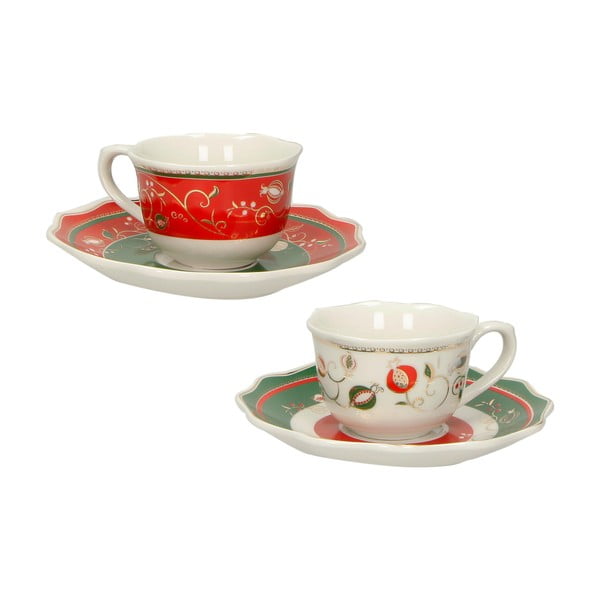 2 porcelianinių puodelių rinkinys su lėkštutėmis Brandani Tempo di Festa
