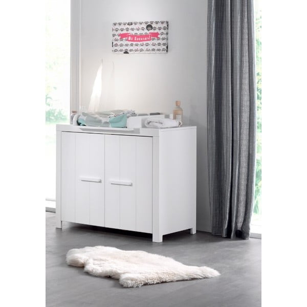 Iš pušies masyvo vaikiška komoda baltos spalvos 100x87 cm ERIK – Vipack-image-1