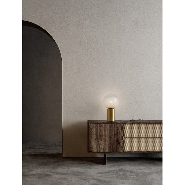 Baltos spalvos/auksinės spalvos iš stiklo stalinis šviestuvas (aukštis 35,5 cm) Vita – Nova Luce-image-1