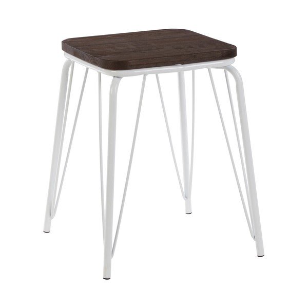 Baltos spalvos/tamsios natūralios spalvos iš guobos masyvo taburetė District – Premier Housewares