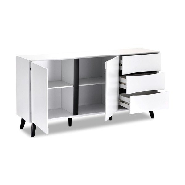 Žema šoninė spintelė baltos spalvos 160x80 cm Lyon – Furnhouse-image-3
