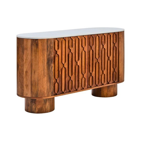 Natūralios spalvos iš mango masyvo šoninė spintelė 140x75x45 cm Torcino – Premier Housewares