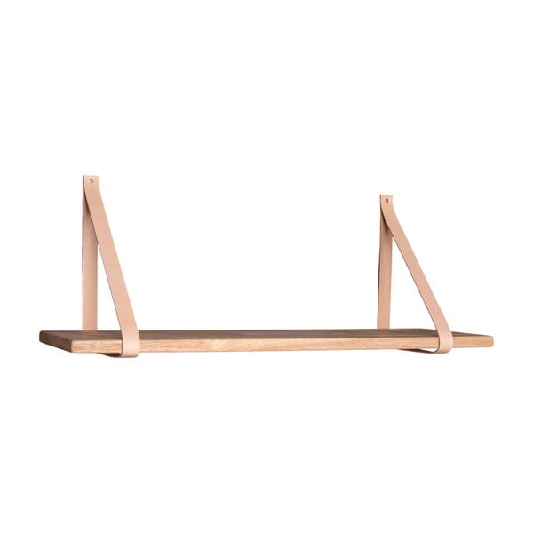 Medinė lentyna su rudomis odinėmis rankenėlėmis House Nordic Forno, 80 x 20 cm-image-1