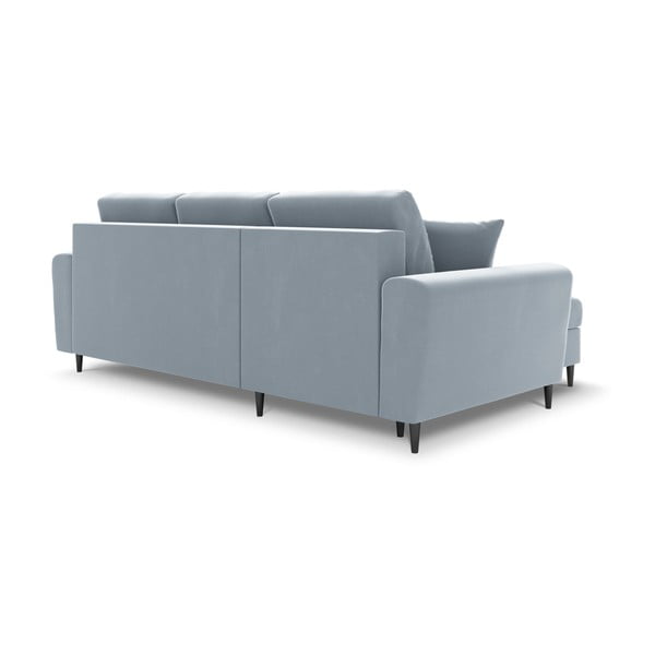 Šviesiai mėlynos spalvos iš velveto sulankstoma/su sandėliavimo vieta kampinė sofa Kyoto – Cosmopolitan Design-image-3