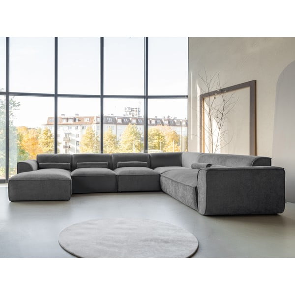 Kampinė sofa pilkos spalvos (su dešiniuoju kampu/„U“ formos) Flex Felix – Miuform-image-1