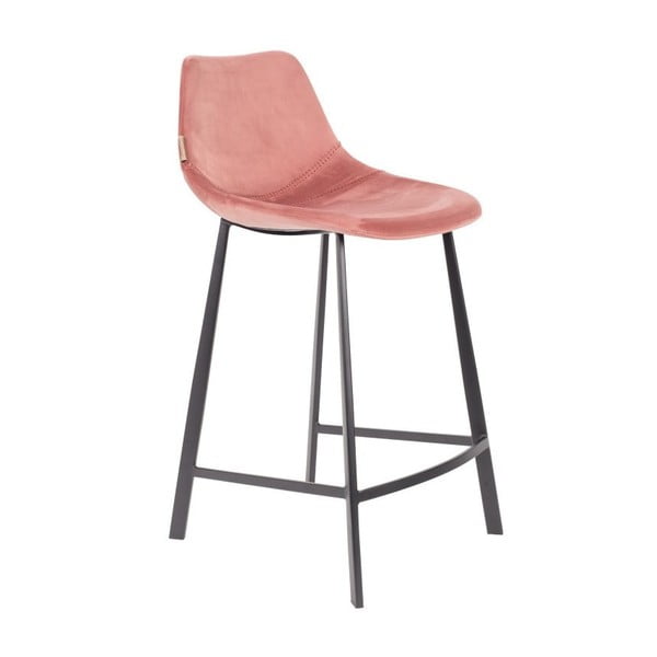 2 rausvų baro kėdžių su aksomo apmušalais rinkinys "Dutchbone", aukštis 91 cm