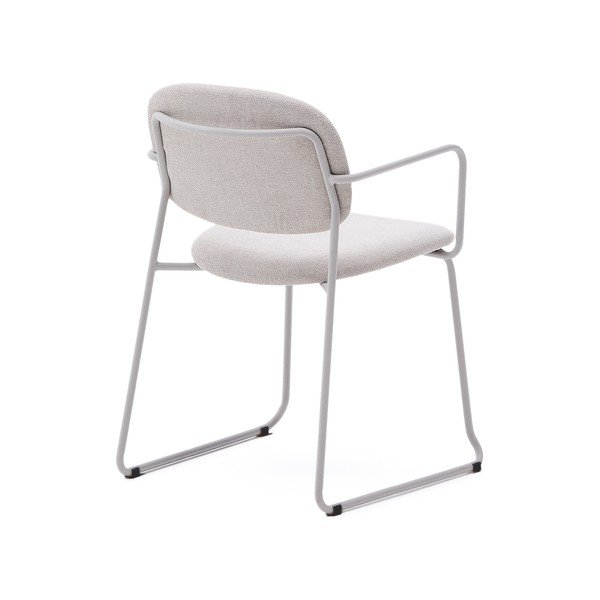 Smėlio spalvos iš metalo valgomojo kėdė su porankiais Meli – Kave Home-image-4
