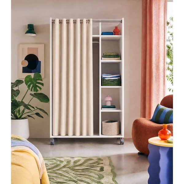 Drabužių spinta baltos spalvos/smėlio spalvos 100x160 cm Kit – Tvilum-image-3