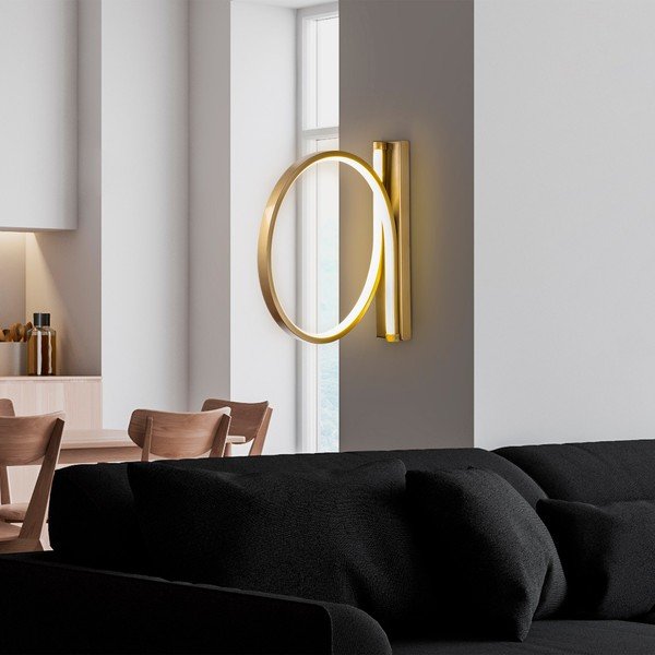 Sieninė lempa auksinės spalvos LED ø 30 cm Halka – Opviq lights-image-1