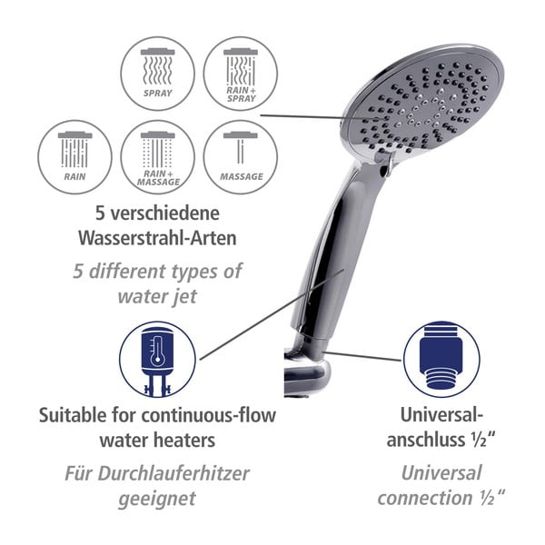 Nerūdijančio plieno dušo rinkinys, blizgus sidabras 66 cm Young - Wenko-image-4