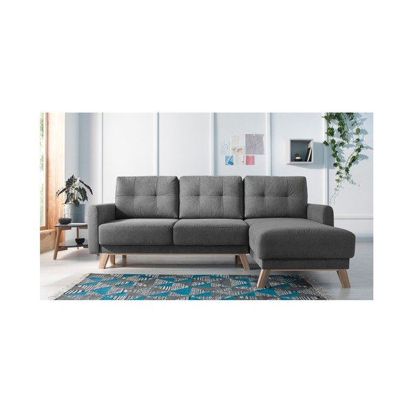 Tamsiai pilka "Bobochic Paris Balio" sofa-lova, dešinysis kampas-image-3