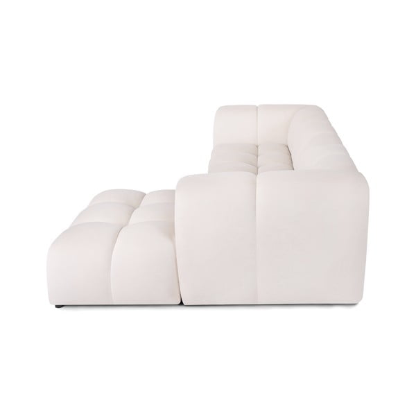 Kreminės spalvos iš velveto kampinė sofa (su dešiniuoju kampu/su gultu) Cube – Bonami Selection-image-3