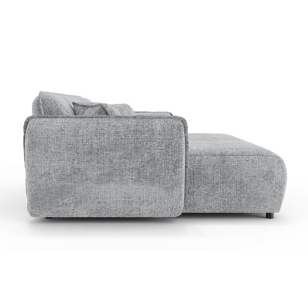Šviesiai pilkos spalvos sofa iš šenilinio audinio su gultu 252 cm Nelia Big – Ropez-image-3