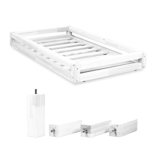 Baltos spalvos stalčiaus po lova ir 4 pailgintų kojelių rinkinys "Benlemi", skirtas lovai 80 x 160 cm