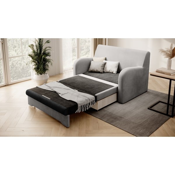 Šviesiai pilkos spalvos/antracito spalvos iš velveto sulankstoma sofa 130 cm Ario – ELTAP-image-2