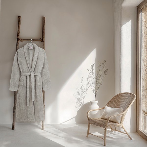 Iš medvilnės chalatas pilkos spalvos XL/XXL Terry – HIP-image-1