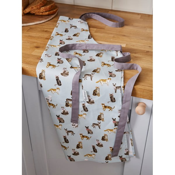 Mėlyna medvilninė prijuostė Cooksmart ® Curious Cats-image-1