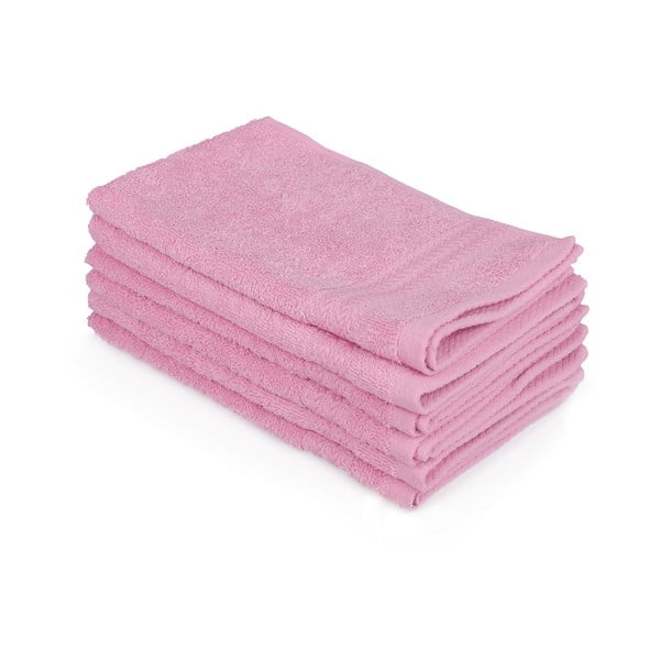 6 rožinių vonios rankšluosčių rinkinys, 50 x 30 cm