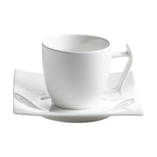 Baltas porcelianinis puodelis su lėkšte Maxwell & Williams Motion, 180 ml