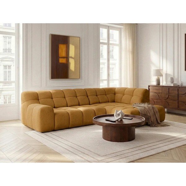 Geltonos spalvos sulankstoma/ar elektrisko sēdekļa regulēšanu kampinė sofa (su dešiniuoju kampu/„L“ formos) Andre – Bobochic Paris-image-4
