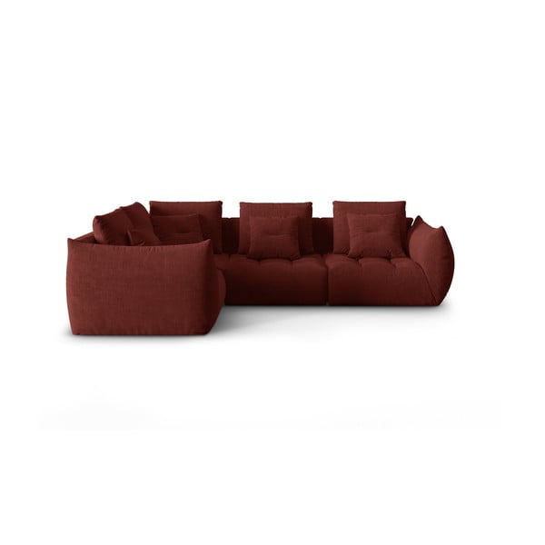 Kampinė sofa raudonos spalvos (su kairiuoju kampu/„L“ formos) Bloom – Micadoni Home