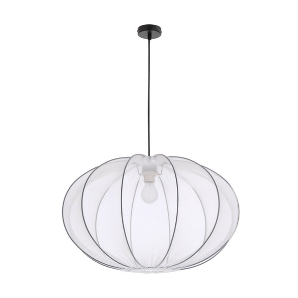 Baltos spalvos kabantis šviestuvas ø 60 cm su tekstiliniu gaubtu Mellow – Candellux Lighting
