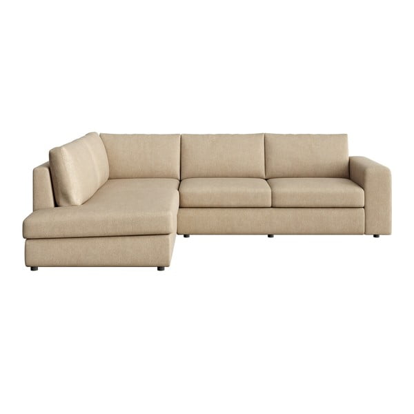 Šviesiai rudos spalvos iš velveto kampinė sofa (su kairiuoju kampu/„L“ formos) Baga – Rodier