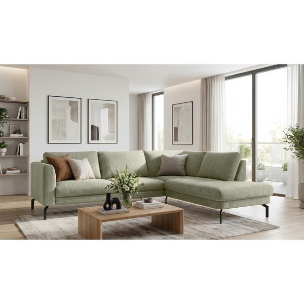 Kampinė sofa šviesiai žalios spalvos (su dešiniuoju kampu) Gomero – Scandic-image-1