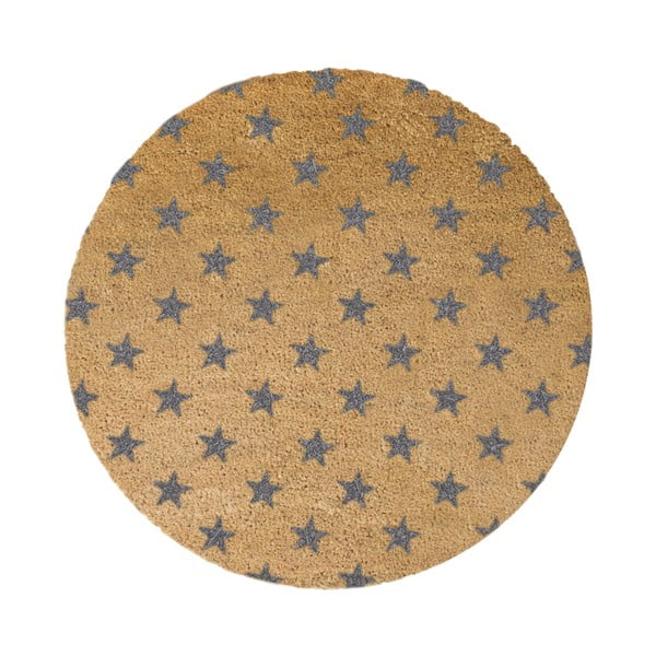 Pilkos spalvos natūralaus kokoso pluošto apvalus kilimėlis Artsy Doormats Stars, ⌀ 70 cm