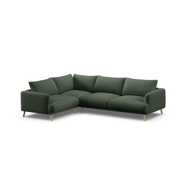 Žalios spalvos kampinė sofa (su kairiuoju kampu/su gultu) Naomi – Micadoni 