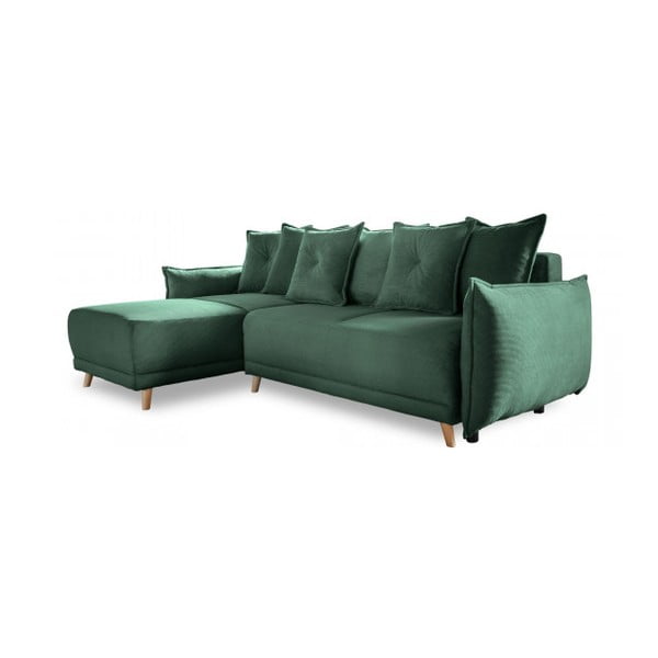 Sulankstoma kampinė sofa iš kordinio velveto žalios spalvos (kintama) Lazy Lukka – Miuform