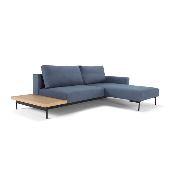 Mėlyna sofa-lova su staliuku Inovacijos Bragi