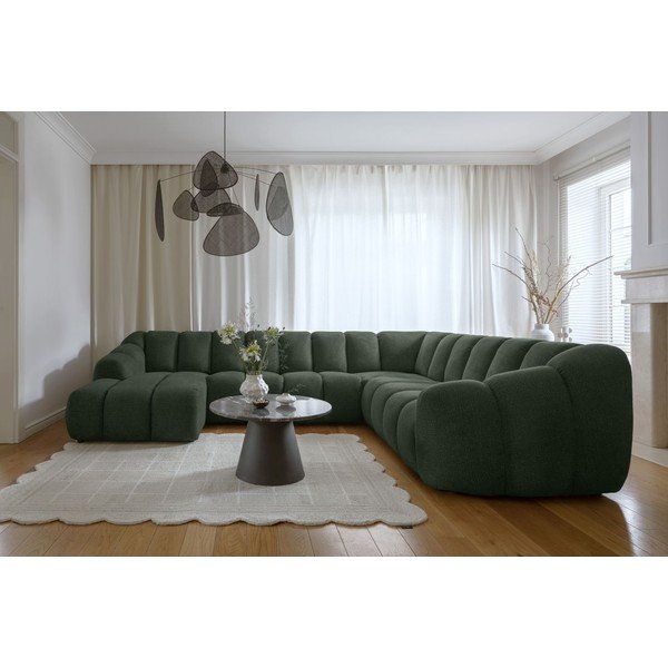 Tamsiai žalios spalvos kampinė sofa (su dešiniuoju kampu/„U“ formos) Shell – Miuform-image-1