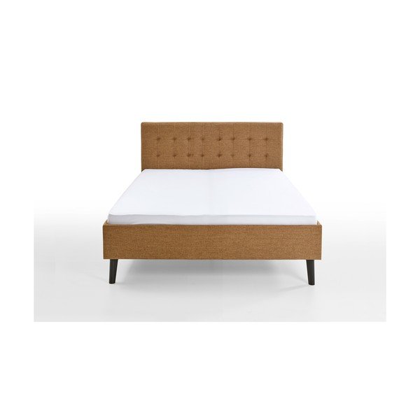 Rudos spalvos dvigulė lova audiniu dengta be grotelių 140x200 cm Empire – Meise Möbel-image-3