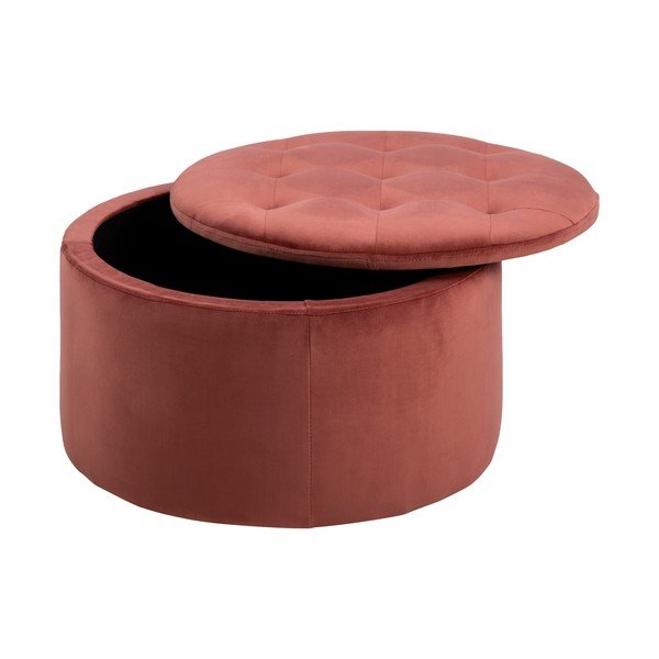 Koralinės rožinės spalvos aksomo pufas Actona Retina, ⌀ 60 cm-image-4