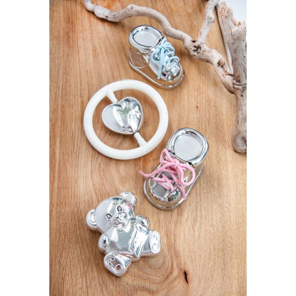 Iš metalo dėžutė pirmiems dantukams blizgios sidabrinės spalvos 6x4x4 cm Shoe  – Zilverstad-image-2