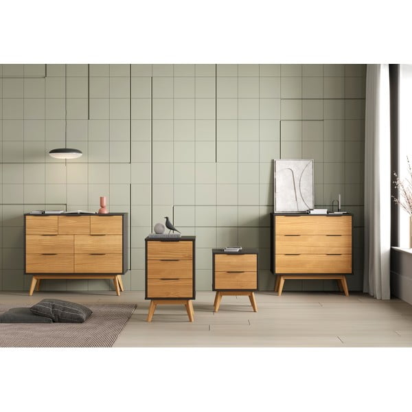 Natūralios spalvos pušies medienos naktinis staliukas Lavis - Marckeric-image-1