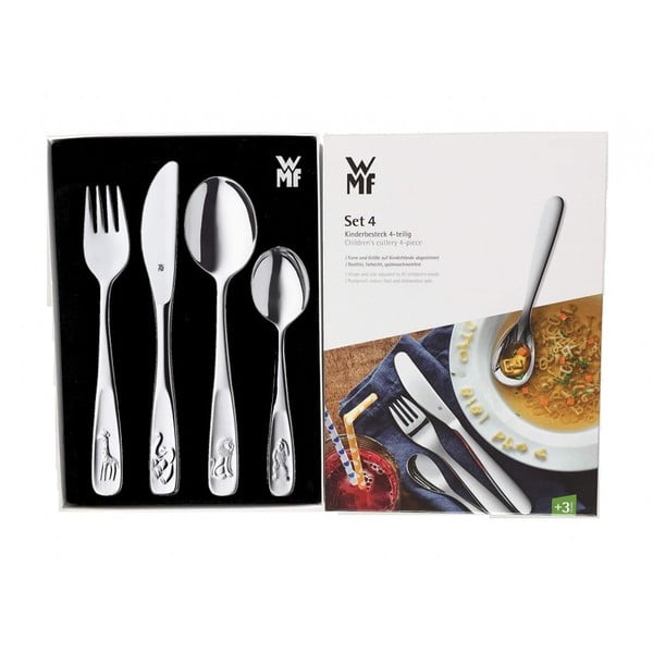 4 nerūdijančio plieno vaikiškų stalo įrankių rinkinys WMF Zoo-image-1