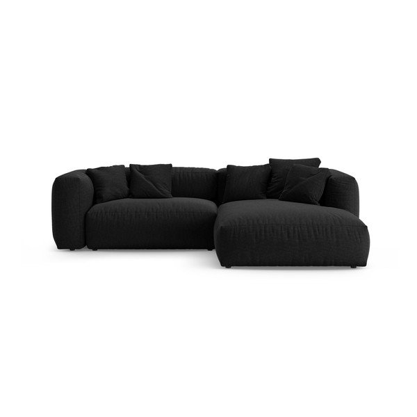 Juodos spalvos sulankstoma modulinė kampinė sofa (su dešiniuoju kampu/su gultu) – Micadoni 