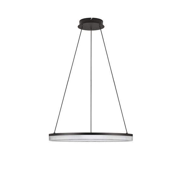 Matinės juodos spalvos iš aliuminio kabantis šviestuvas LED su pritemdymo funkcija ø 60 cm su gaubtu iš akrilo stiklo Lonela – Nova Luce